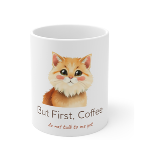 But First Coffee Blushy Cat Mug | Gift for a Cat and Coffee Lover