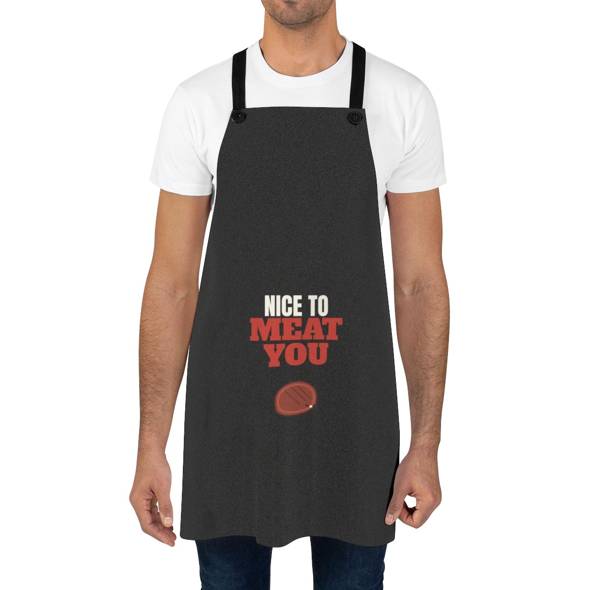 Nice to Meat You Apron | Funny BBQ Kitchen Apron with Steak Graphic
