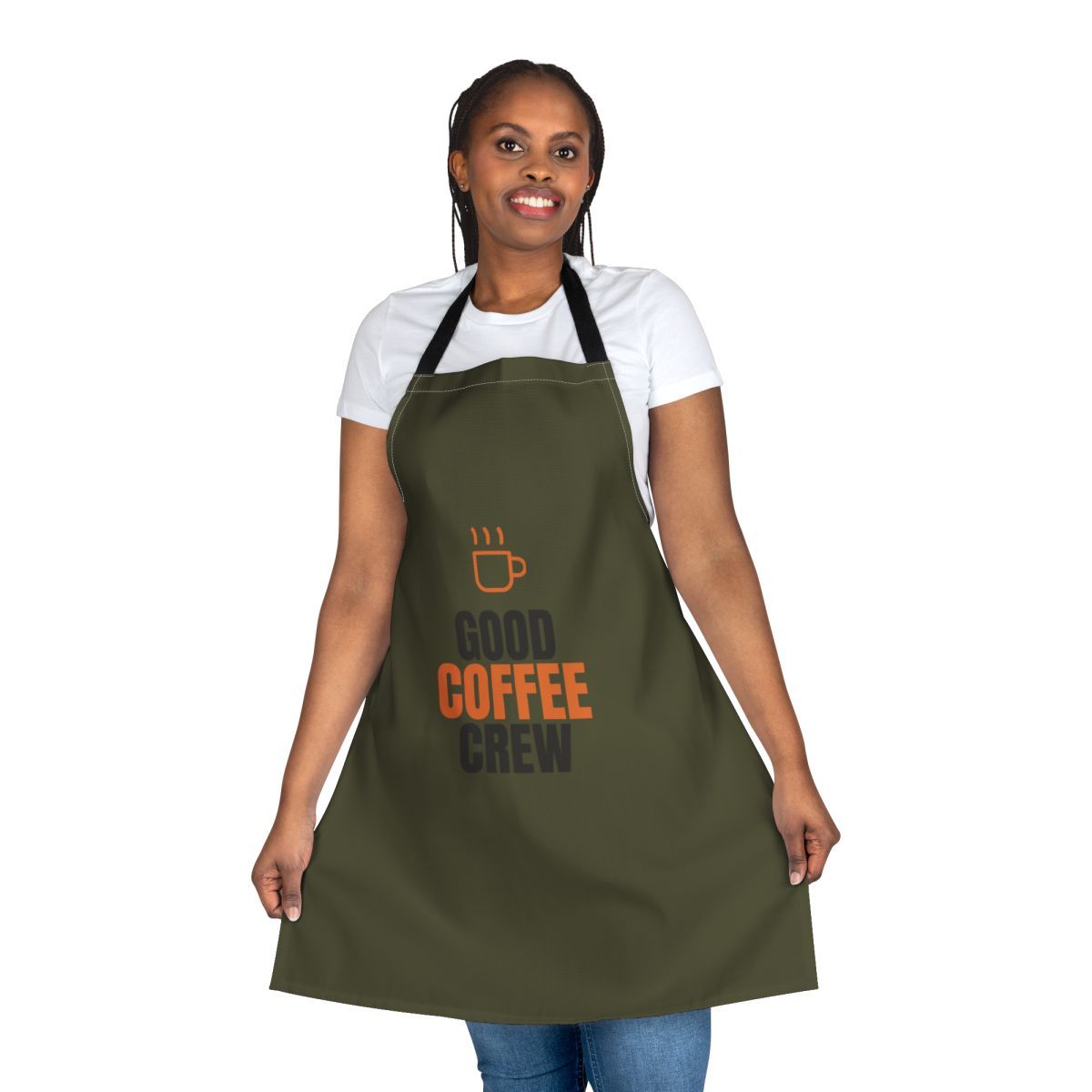 Good Coffee Crew apron | Coffee mug graphic, Barista kitchen apron