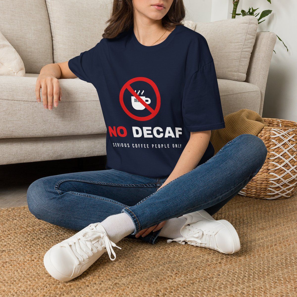 Unisex "No Decaf" T-Shirt | Coffee Prohibition Sign Tee | Barista & Office Humour