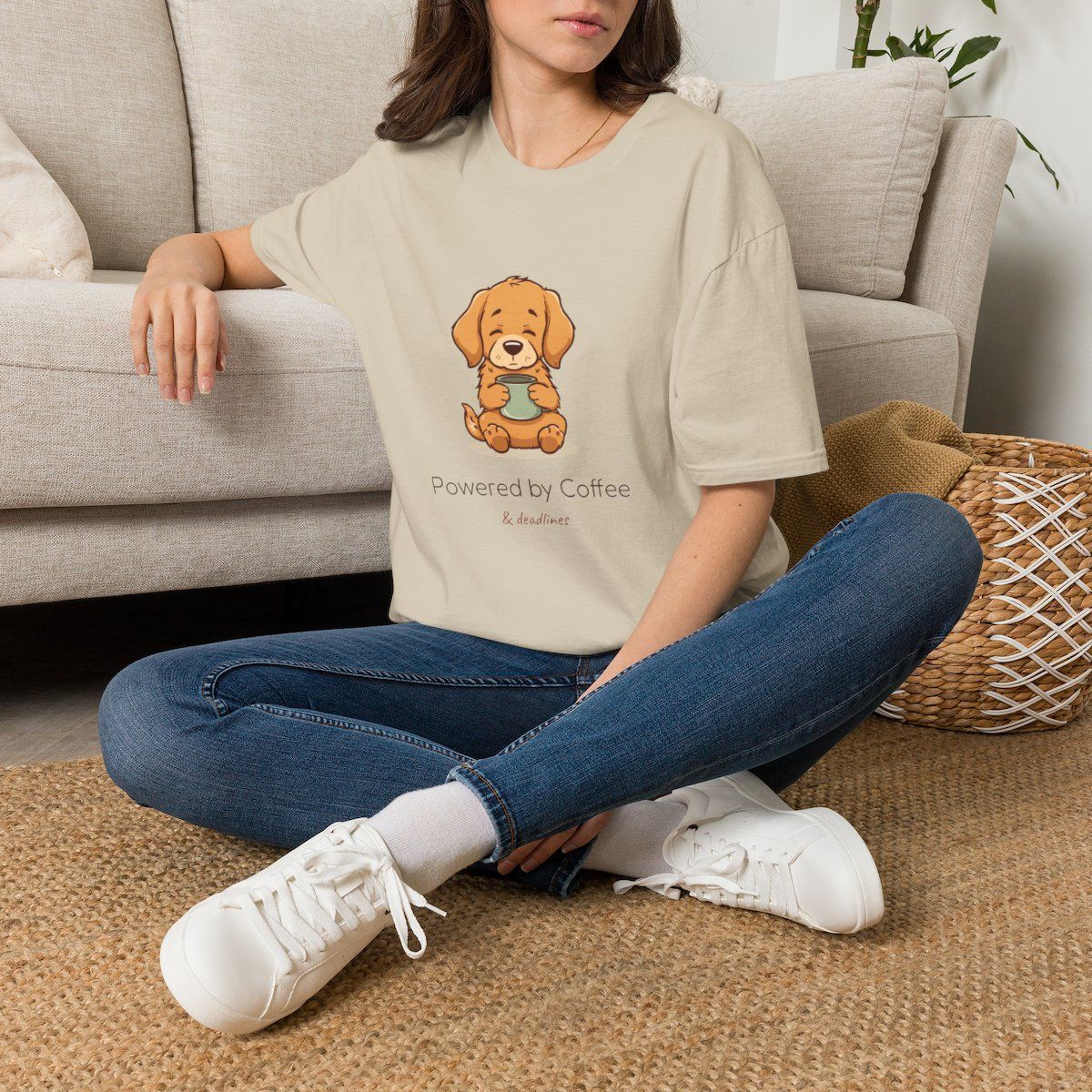 Unisex Powered by Coffee and Deadlines Dog T-Shirt