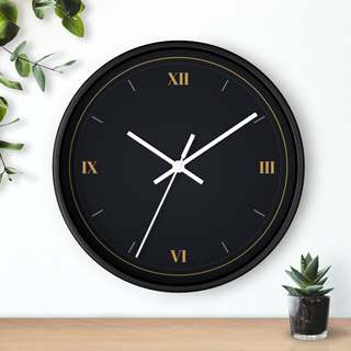Midnight Gold Noir Wall Clock | Black & Gold, White Hands