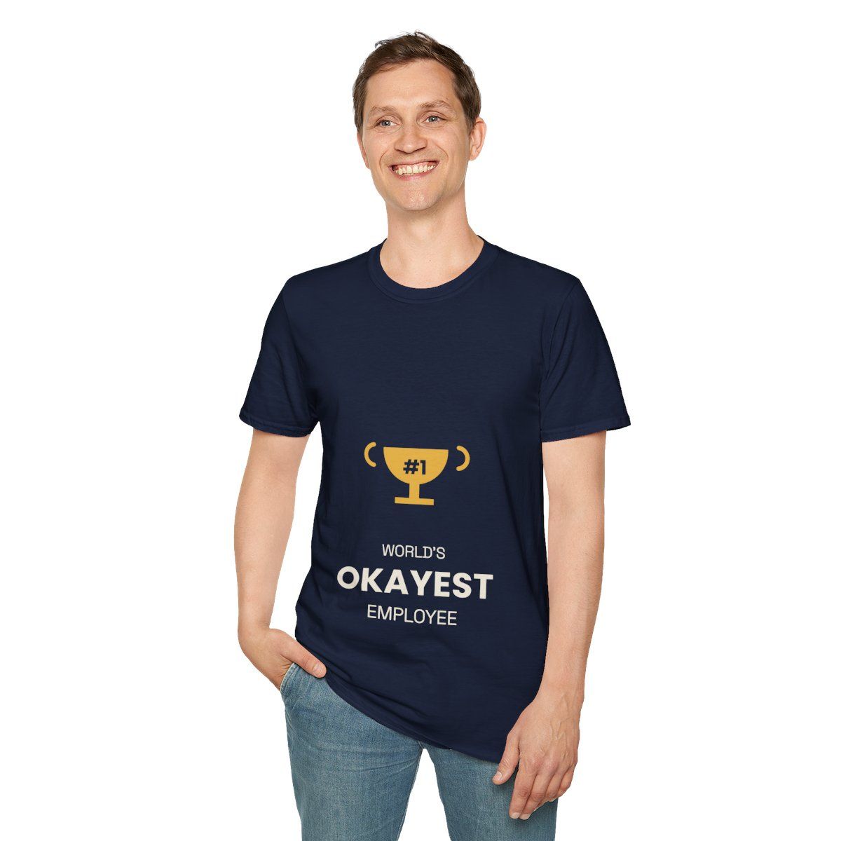 Unisex World's Okayest Employee T-Shirt | Funny Work Humour Trophy Tee