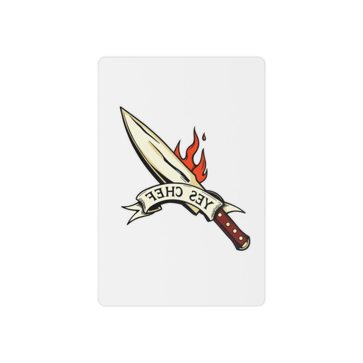 Yes Chef Temporary Tattoo | Chef Knife & Flames Flash Style