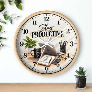 Stay Productive Wall Clock | Modern Desk Motivation