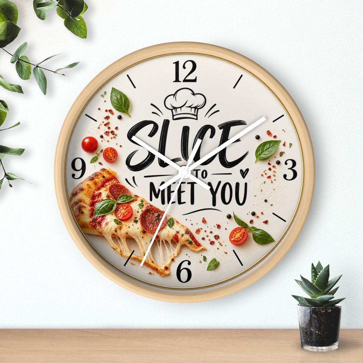 Slice to Meet You Wall Clock | Pizza Kitchen